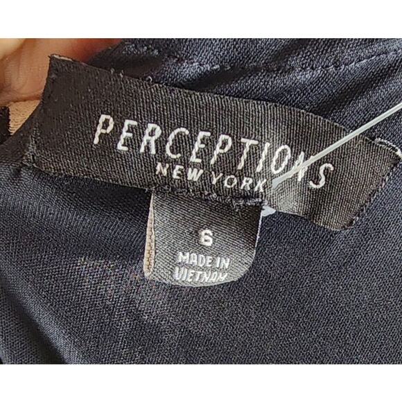 NWT Perceptions Blouson Dress Black & White Lace Sleeves Stretch Knit Size 6 - Picture 5 of 5